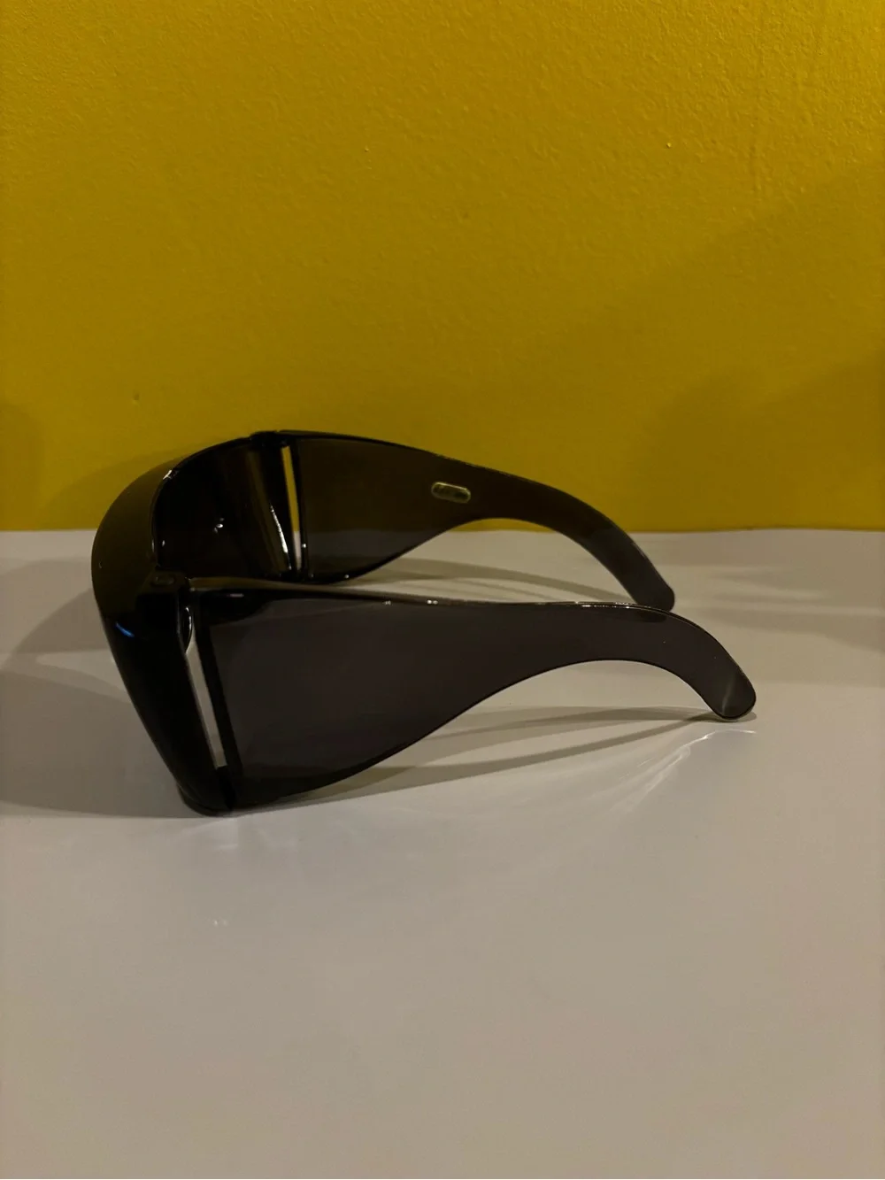 Futuristic Oversized Black Shield Sunglasses0714